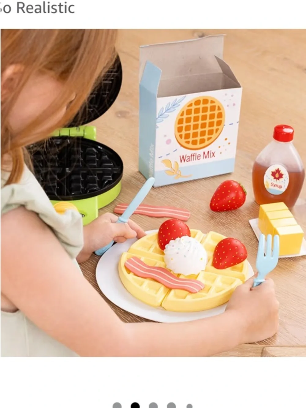 Pretend Waffle Maker Kid’s Play Food Set Acorn Avenue 21 pc. super cute read on